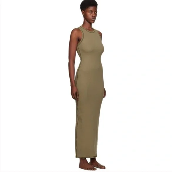 olive green skims dress Сукня Skims Soft Lounge Long Slip Dress Military Green